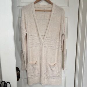 Joie Cream Textured Knit Open-Front Cardigan size L